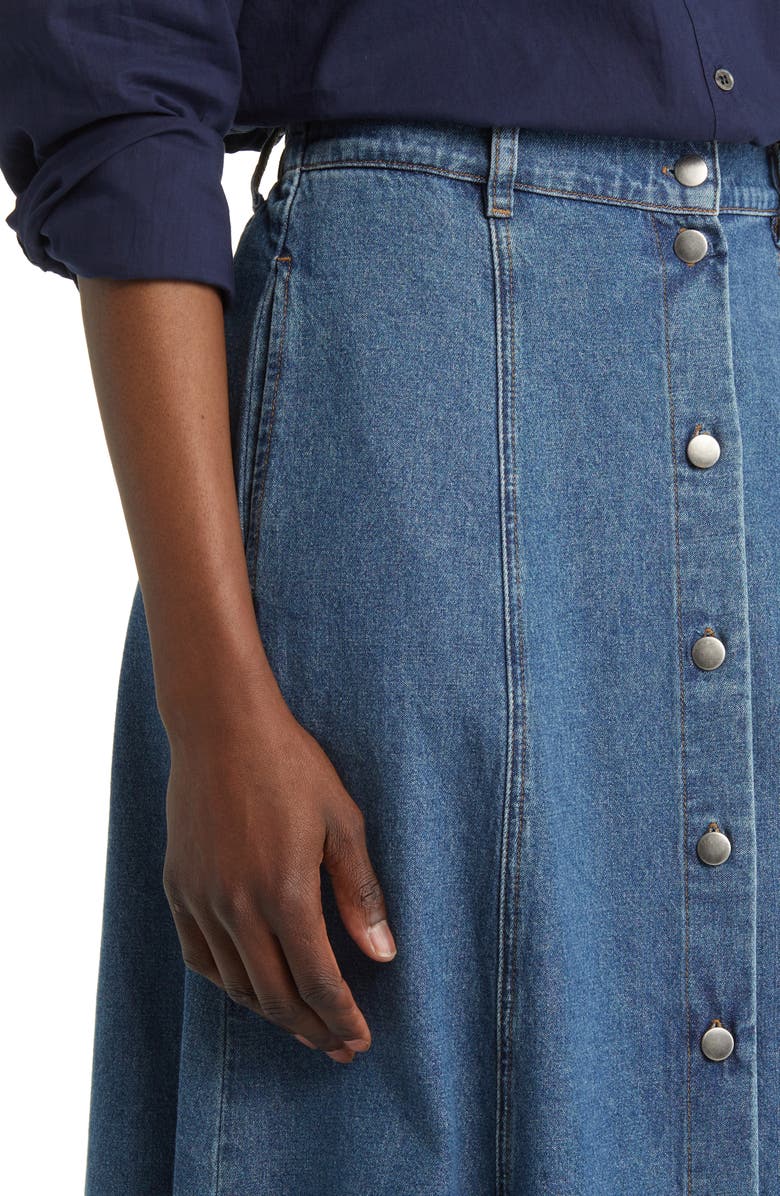 XÍRENA Spence Button Front Denim Skirt, Alternate, color,