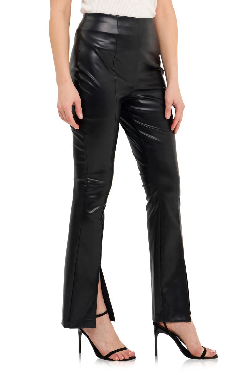 Grey Lab Slit Hem Faux Leather Leggings, Alternate, color, 