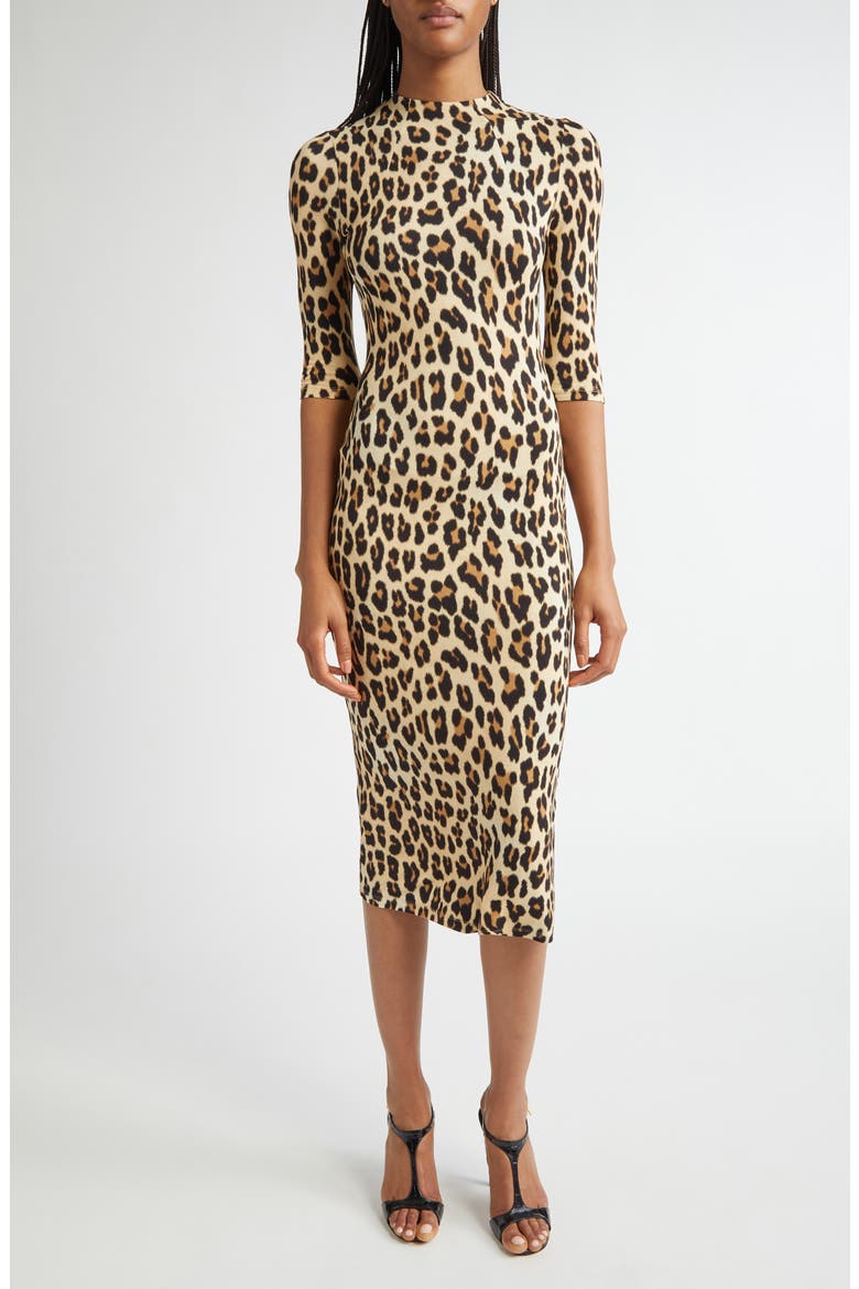 Delora Leopard Print Knit Midi Dress, Main, color, LEOPARD