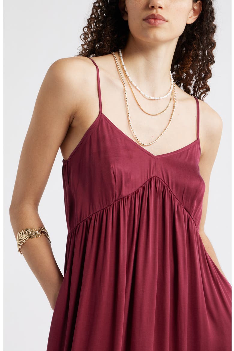 Strappy Gathered Midi Dress, Alternate, color, BURGUNDY RHODE