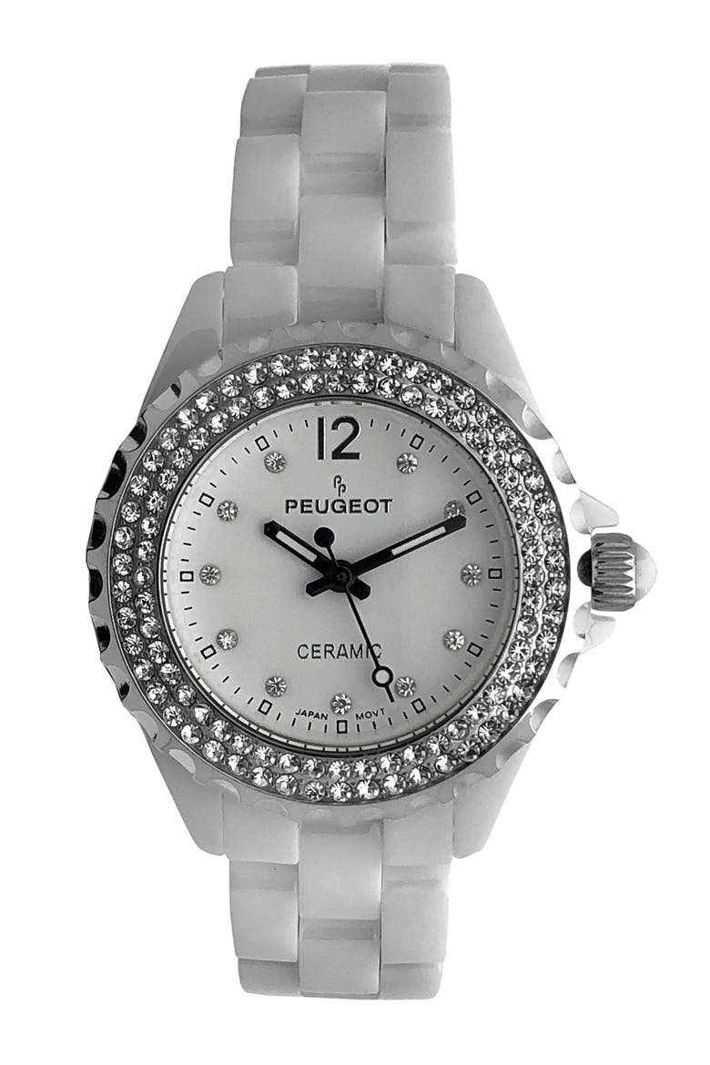 Luxury Genuine Ceramic Crystal Watch - 36MM, Main, color, Silver