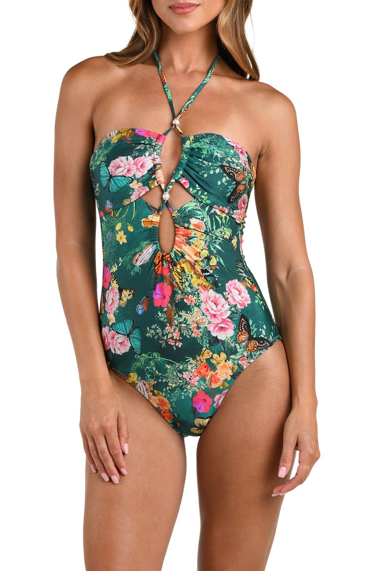 Shiva Cutout One-Piece Swimsuit, Main, color, GREEN MULTI