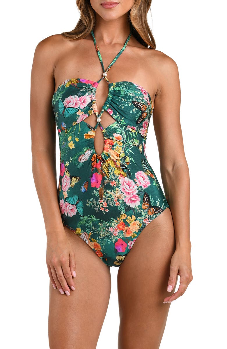 L'AGENCE Shiva Cutout One-Piece Swimsuit, Main, color, Green Multi