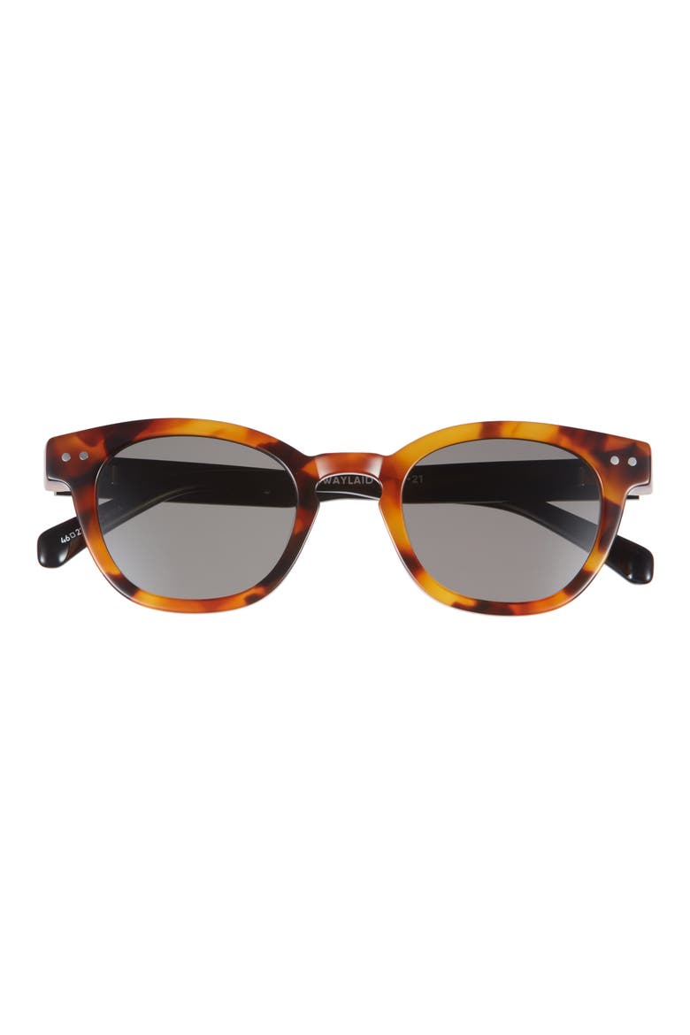 Waylaid 45mm Polarized Round Sunglasses, Main, color, TORTOISE