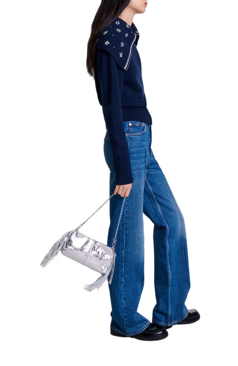 maje Cardigan with jewellery neck, Alternate, color, 