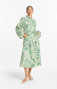 DIARRABLU Printed Cotton Poplin Naja Midi Dress Toile Olive