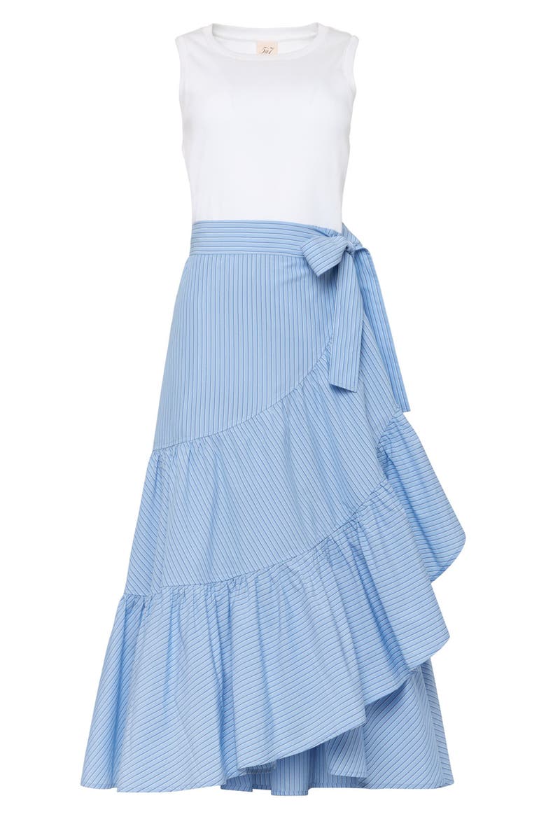 Jessie Ruffle Tie Waist Sleeveless Maxi Dress, Alternate, color, WHITE/ BLUE WISTERIA MULTI