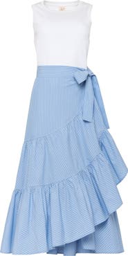 Cinq à Sept Jessie Ruffle Tie Waist Sleeveless Maxi Dress