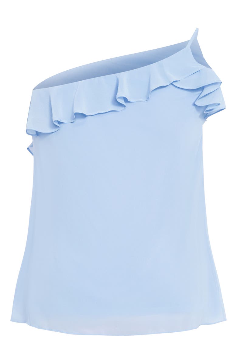 City Chic Rita Ruffle One Shoulder Top, Alternate, color, Baby Blue