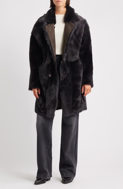 Hiso August Reversible Genuine Shearling Coat In Animal Print