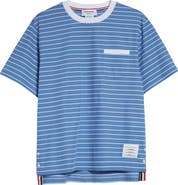 Thom Browne｜ (COTTON MILANO STRIPE T-SHIRT (MJS231A J00 Thom Browne Cotton Milano Stripe Tee | REVERSIBLE