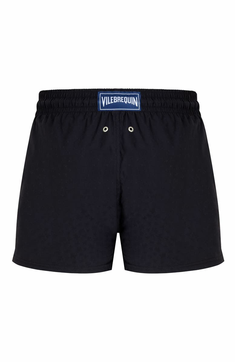 Vilebrequin Men's Jacquard Turtle Stretch Swim Shorts, Alternate, color, Noir