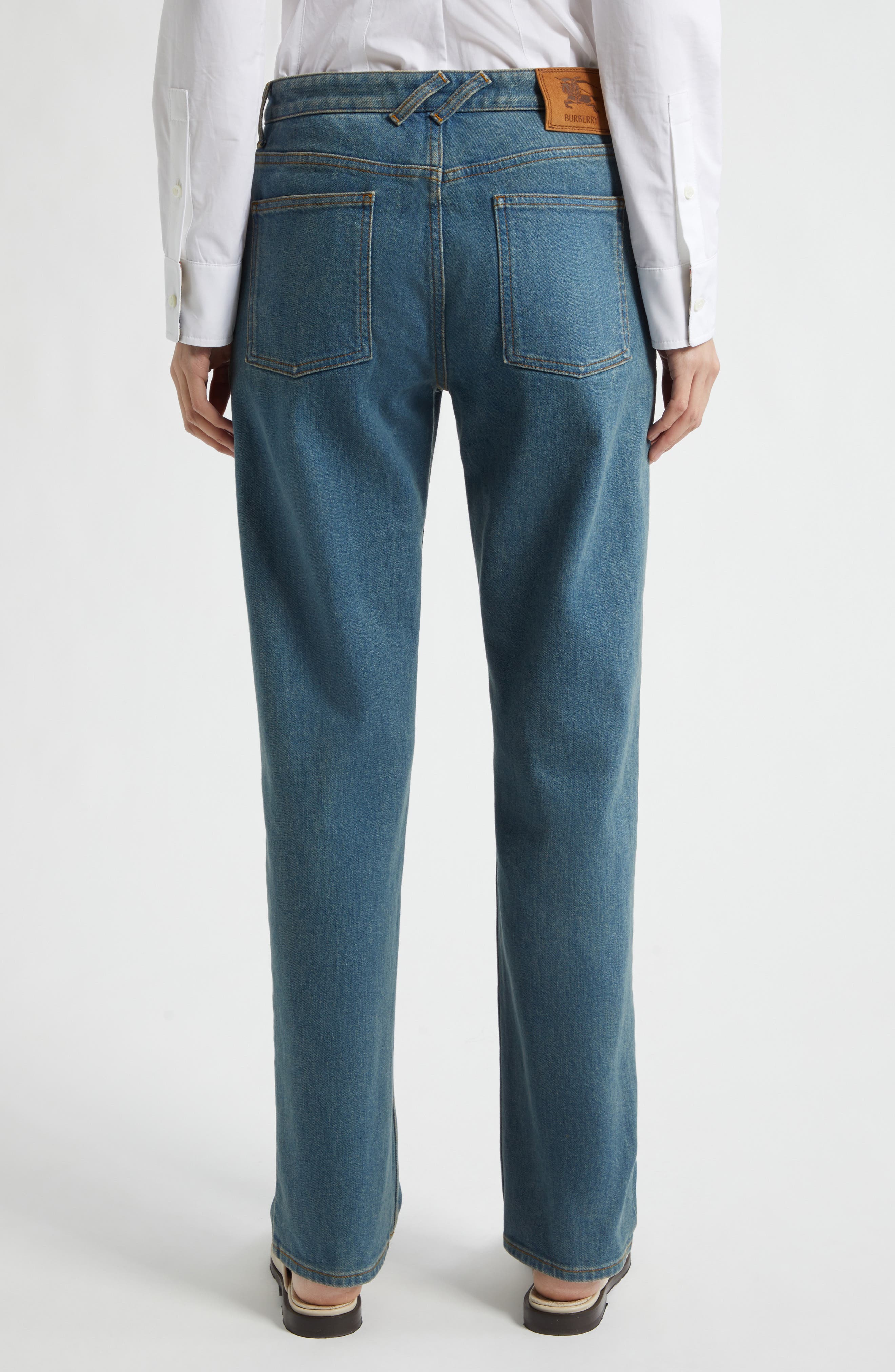 Burberry Dalia Check Pocket Straight Leg Jeans (Women) | Nordstrom