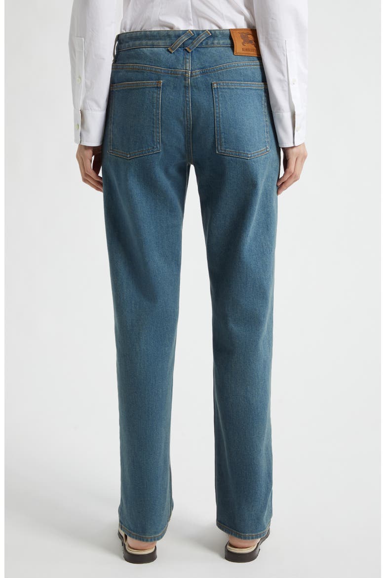Dalia Check Pocket Straight Leg Jeans, Alternate, color, MID BLUE