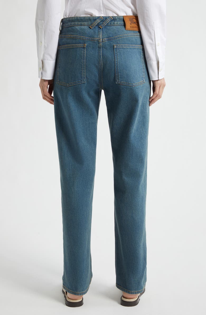 Burberry Dalia Check Pocket Straight Leg Jeans, Alternate, color, Mid Blue