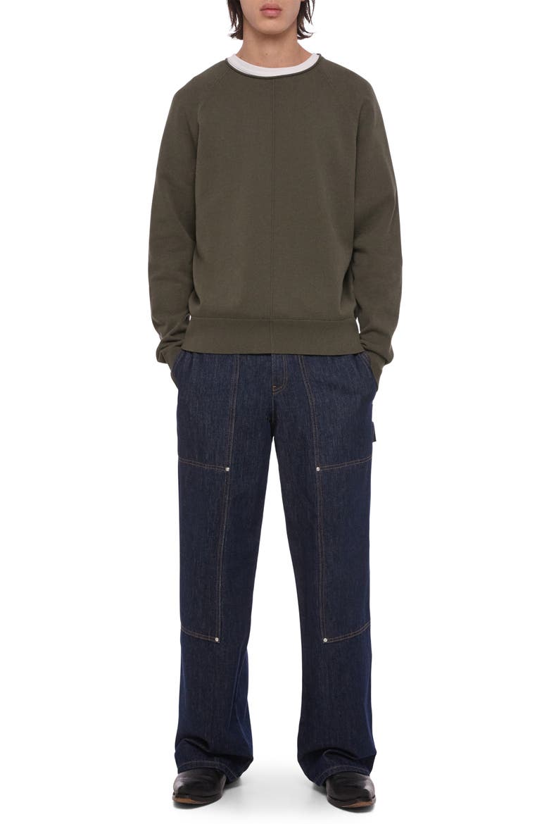 Pintuck Crewneck Sweater, Alternate, color, FOREST NIGHT