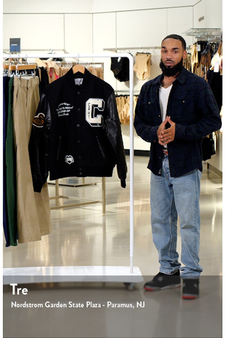 Brown Ducks Mixed Media Bomber Jacket (Men) | Nordstrom