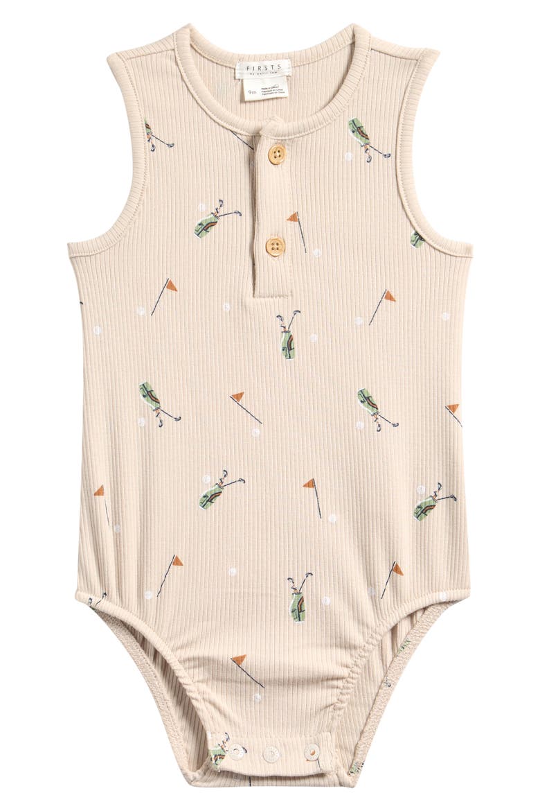 Golf Caddy Stretch Organic Cotton Rib Bodysuit, Main, color, SAND