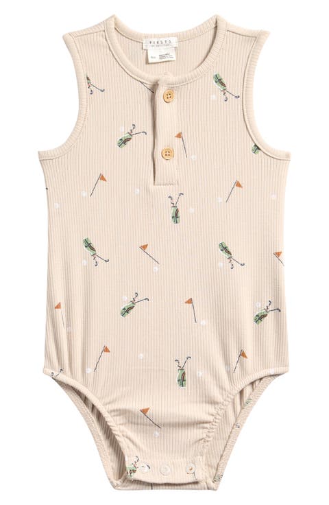 Golf Caddy Stretch Organic Cotton Rib Bodysuit (Baby)