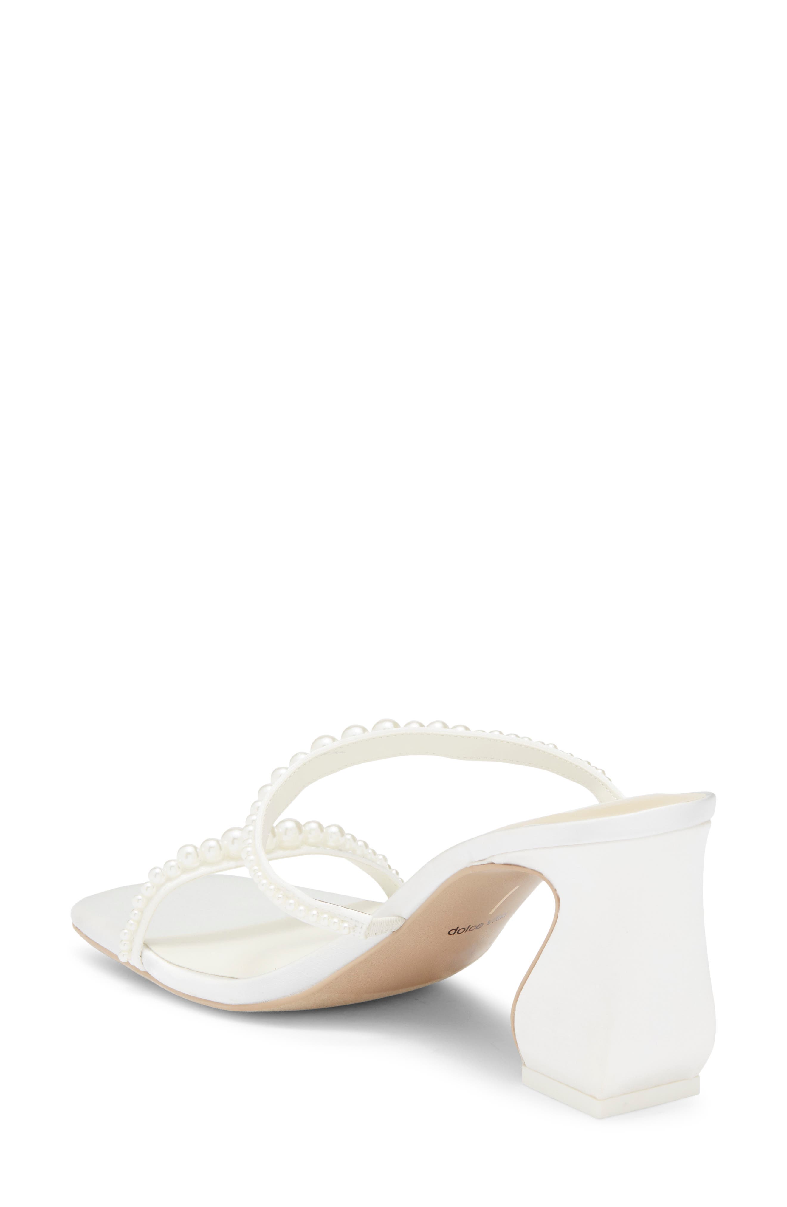 Dolce Vita Tynice Faux Pearl Sandal, Alternate, color, White Satin