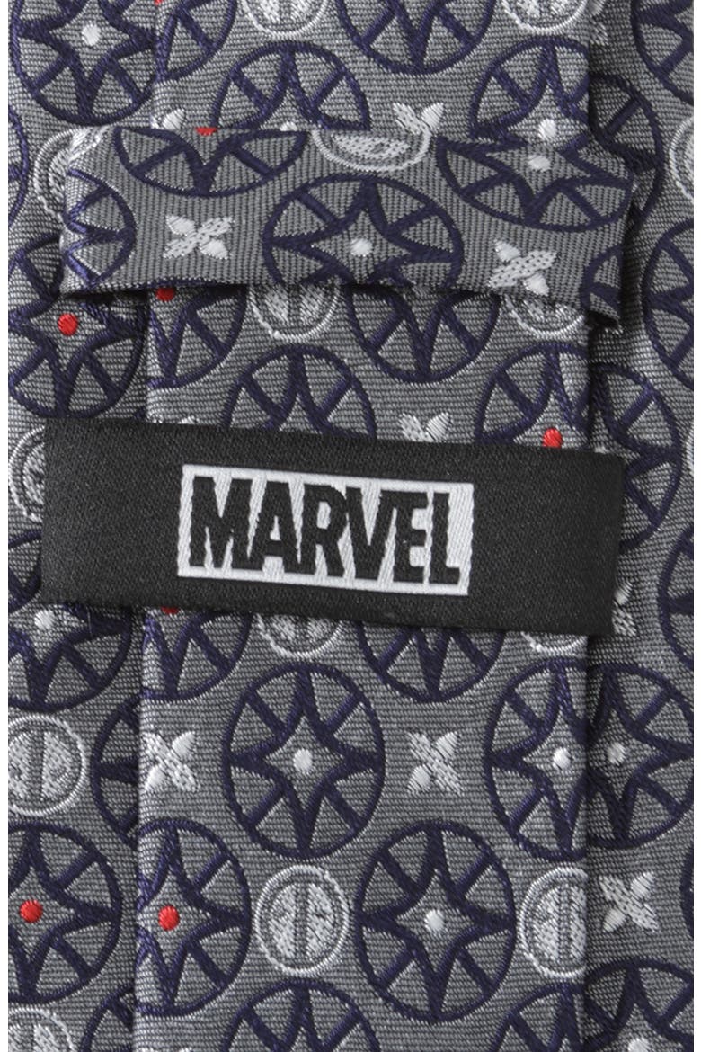 x Marvel Deadpool Medallion Silk Tie, Alternate, color, GRAY