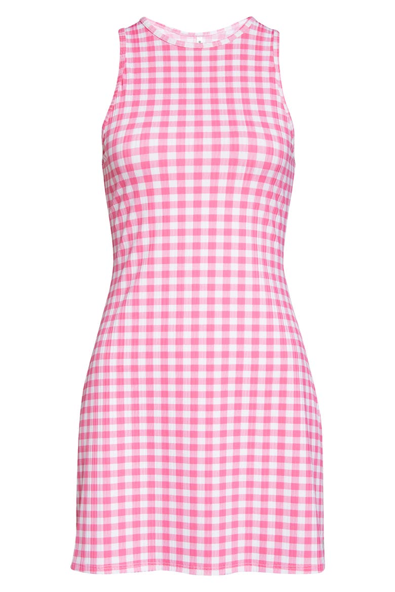 Gingham Racerback Tennis Minidress, Alternate, color, FUCHSIA GINGHAM