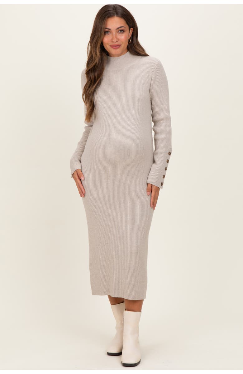 PinkBlush Button Sleeve Sweater Midi Dress, Main, color, Heather Grey