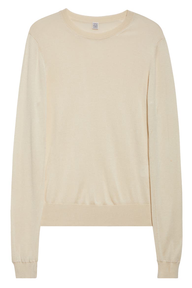 Fine Silk & Cupro Crewneck Sweater, Alternate, color, ECRU