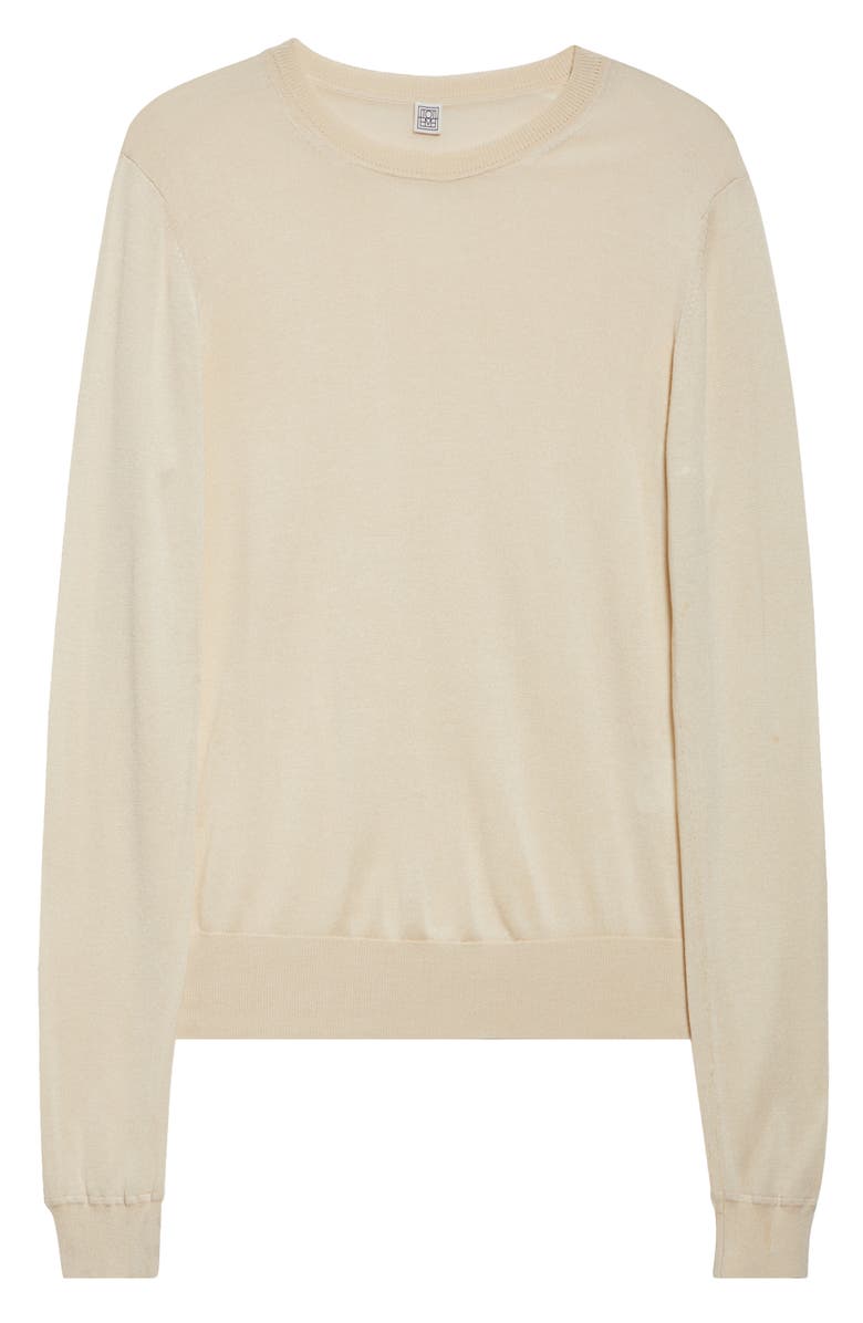 TOTEME Fine Silk & Cupro Crewneck Sweater, Alternate, color, Ecru
