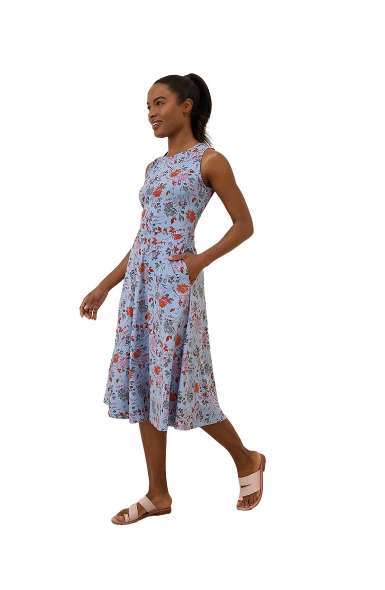 Pact Organic Cotton Fit & Flare Keyhole Back Dress, Alternate, color, Cornflower Blue