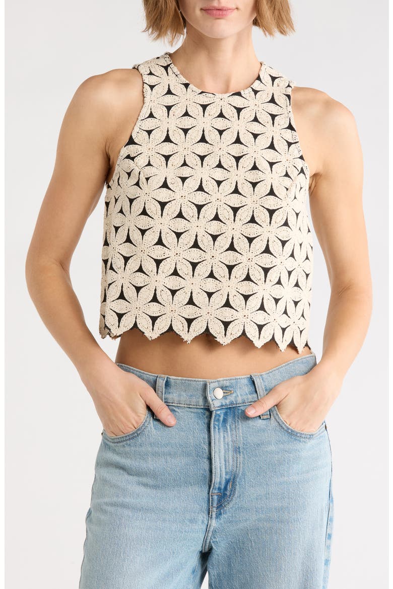 Fallon Lace Sleeveless Top, Main, color, BLACK/IVORY
