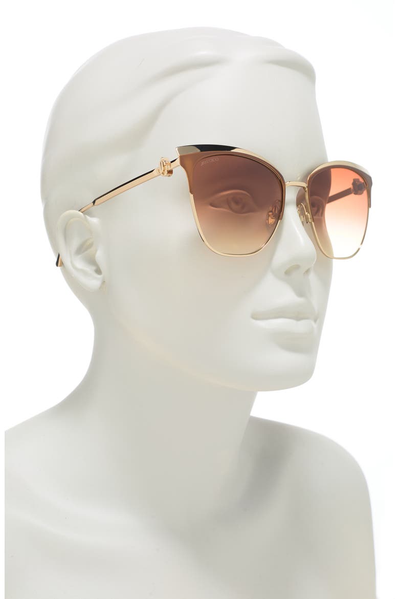 58mm Cat Eye Sunglasses, Alternate, color, GOLD BROWN / BROWN GRADIENT