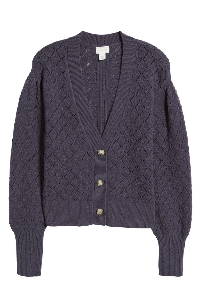 Caslon<sup>®</sup> Pointelle Deep V-Neck Cardigan, Alternate, color, Navy Charcoal
