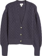 Caslon® Pointelle Deep V-Neck Cardigan