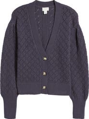 Caslon® Pointelle Deep V-Neck Cardigan