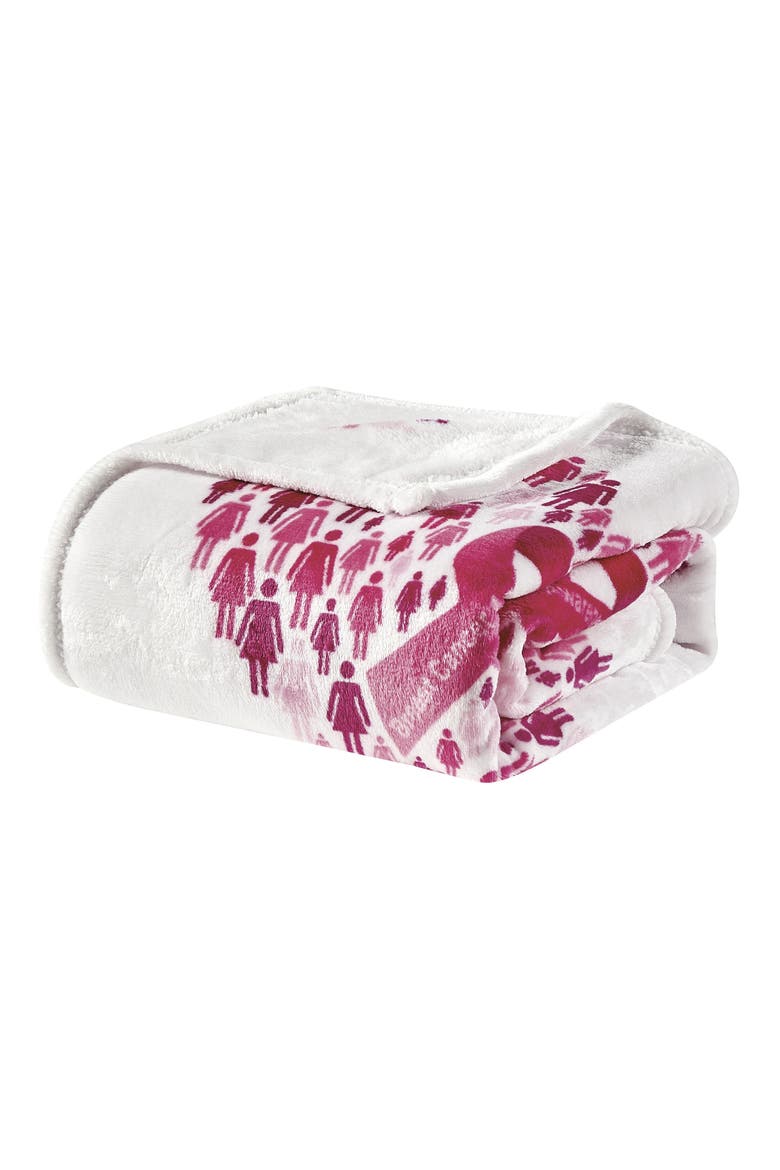 Pinktober Breast Cancer Awareness Fleece Throw, Main, color, WHITE