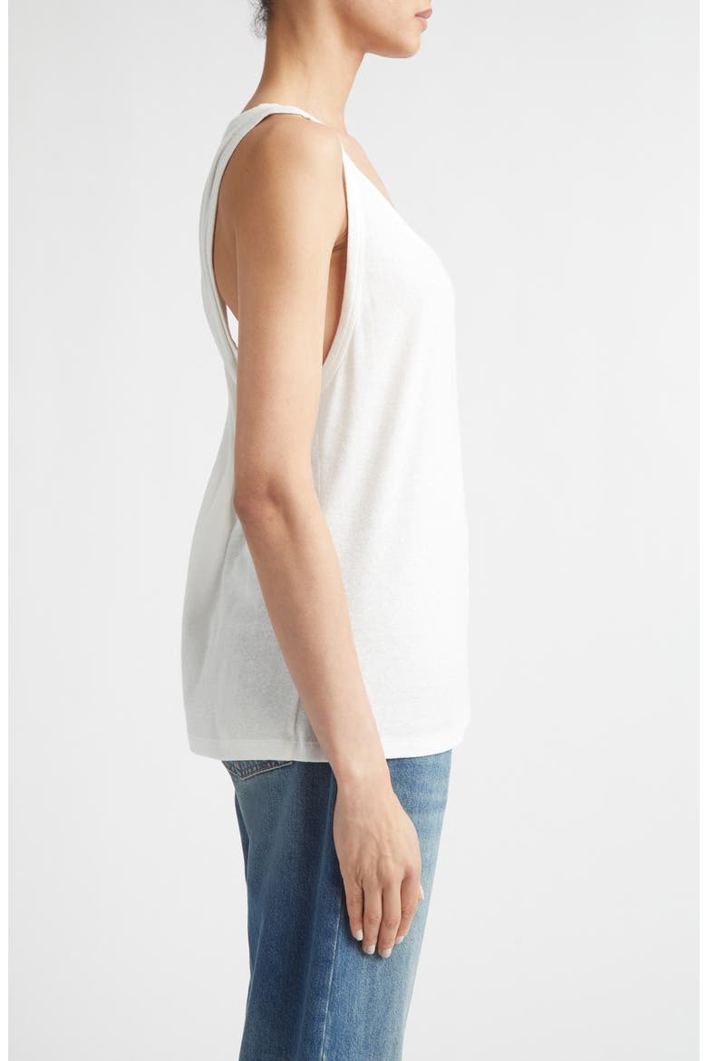 Split Cotton & Linen Jersey Tank, Alternate, color, WHITE