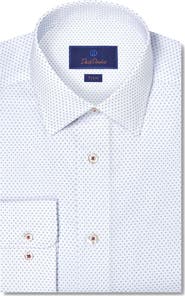 David Donahue Trim Fit Micro Neat Print Dress Shirt