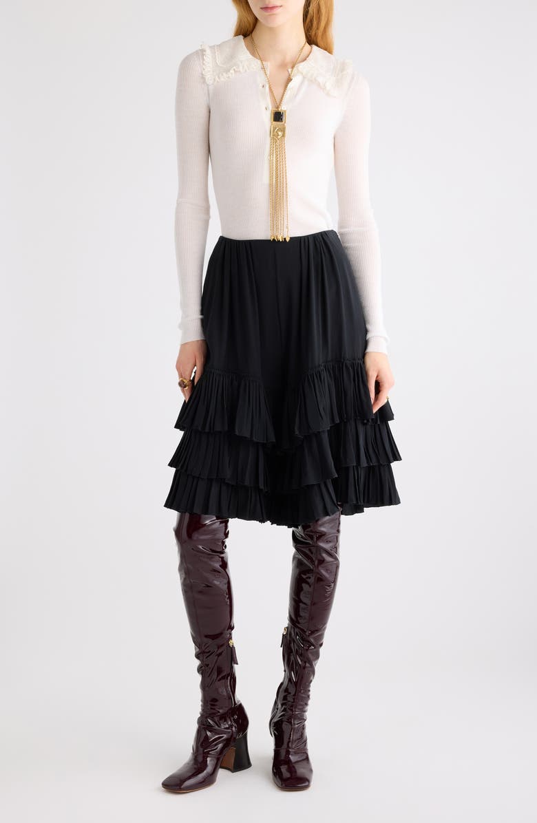 Chloé Superfine Wool Rib Polo, Alternate, color, Iconic Milk