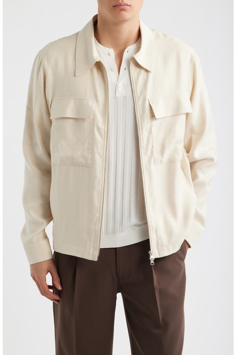 Alban 1808 Canvas Zip-Up Shirt Jacket, Main, color, IVORY