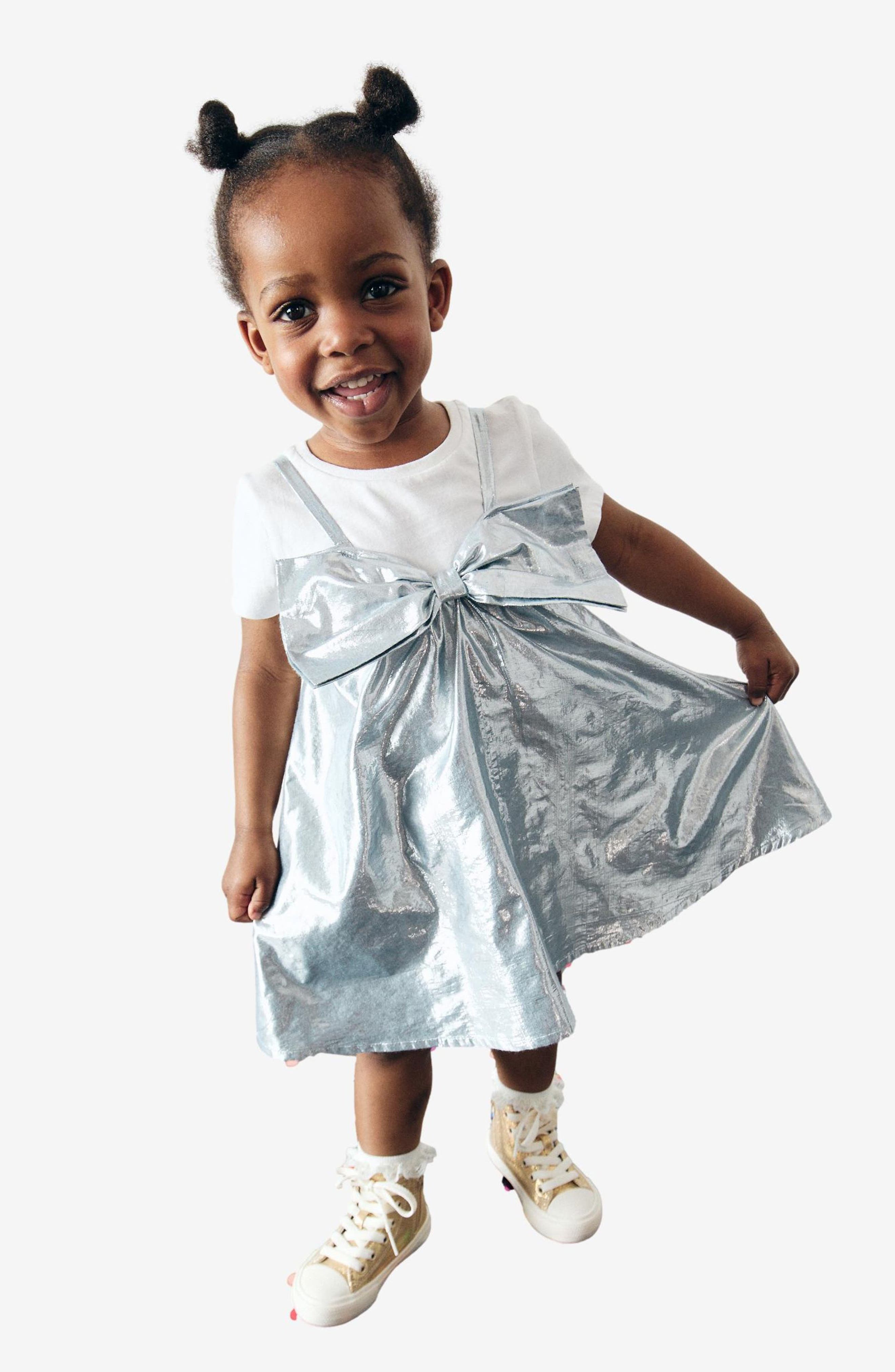 silver toddler dress Baby Girl Silver Shimmery Princess Birthday Dress
