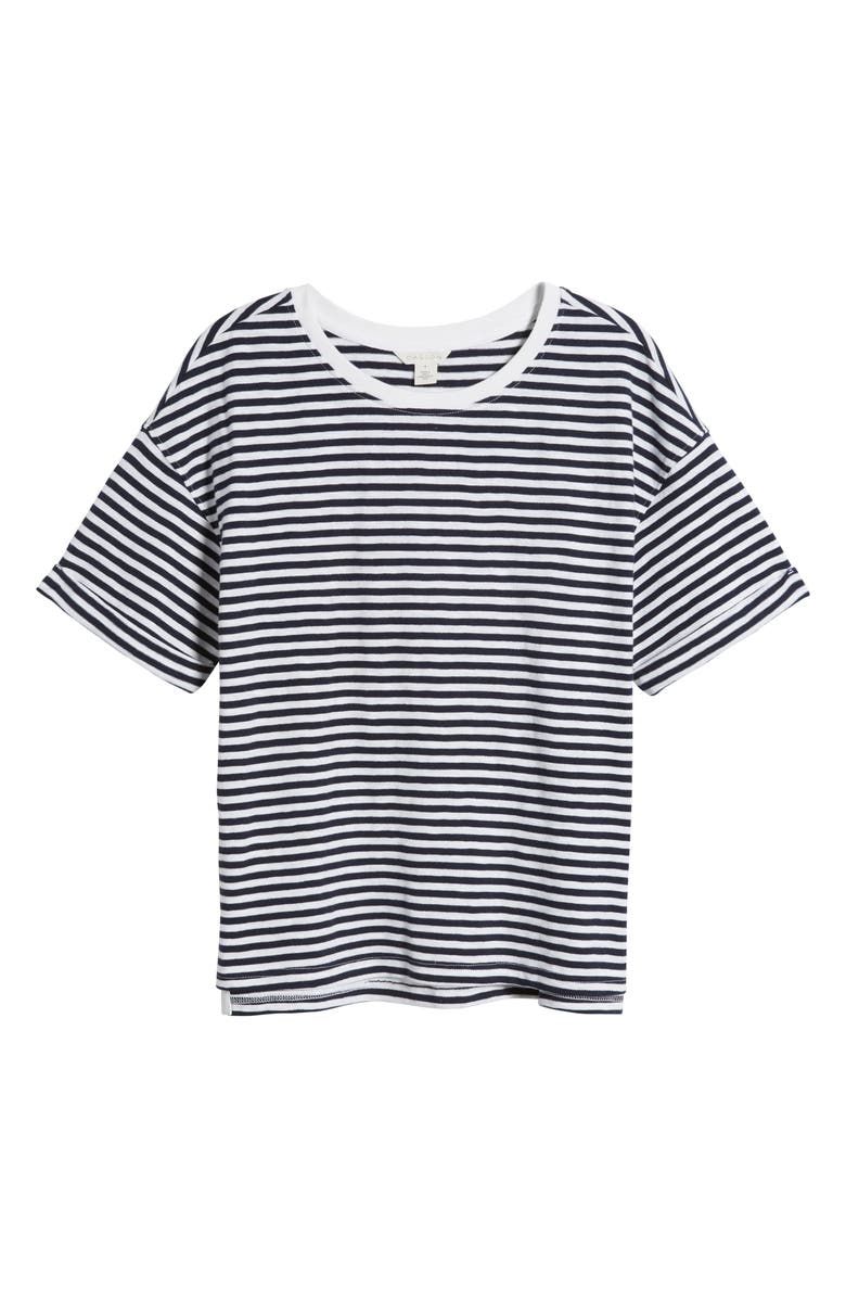 Caslon<sup>®</sup> Relaxed Organic Cotton Boyfriend T-Shirt, Alternate, color, Navy- White Brooke Stripe