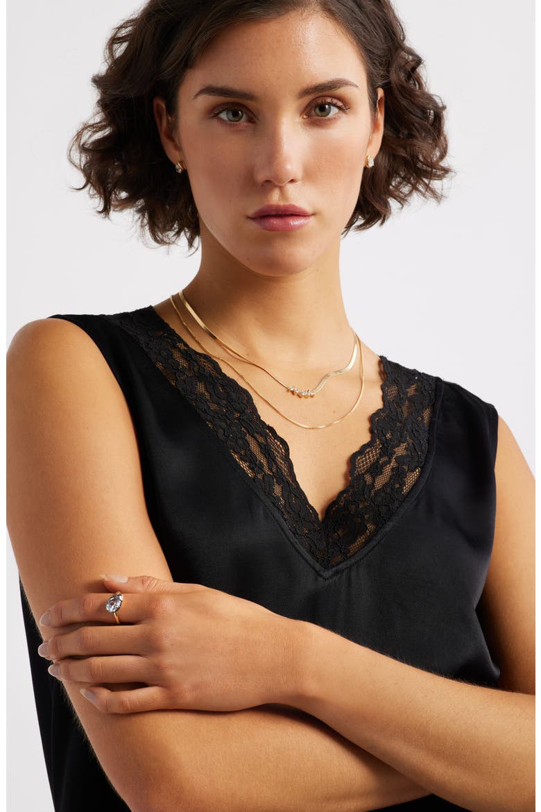 Cubic Zirconia Bar Layered Chain Necklace, Alternate, color, CLEAR- GOLD