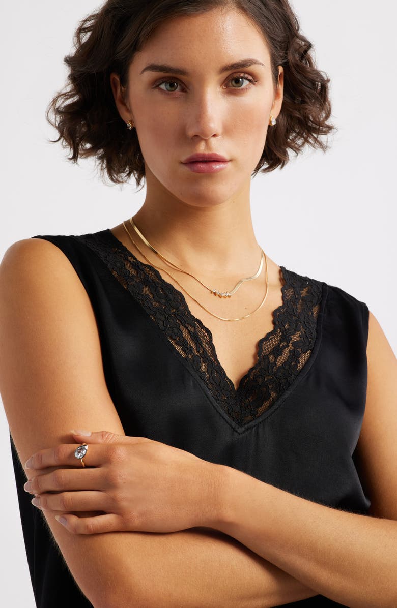 Nordstrom Cubic Zirconia Bar Layered Chain Necklace, Alternate, color,