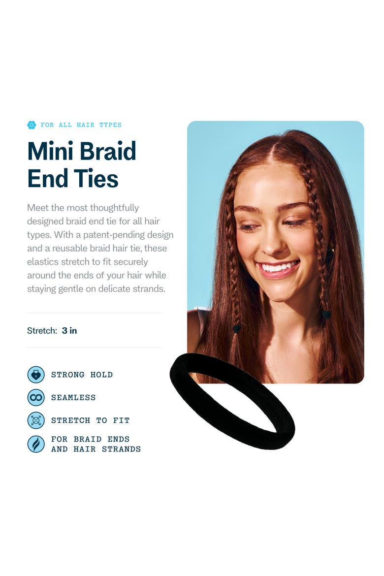 Braid Ends Mini Hair Bands, Alternate, color, Black