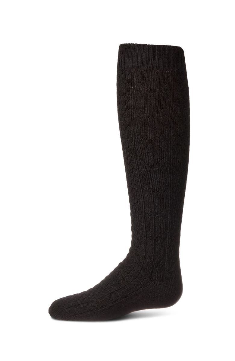 MeMoi Cozy Cable Ribbed Knit Knee-High Socks, Main, color, Black