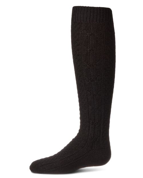 Memoi Kids'  Cozy Cable Ribbed Knit Knee-high Socks In Black