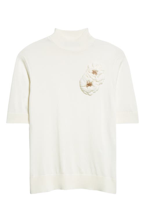 Dolce & Gabbana Dolce&gabbana Floral Brooch Silk Sweater In Gray
