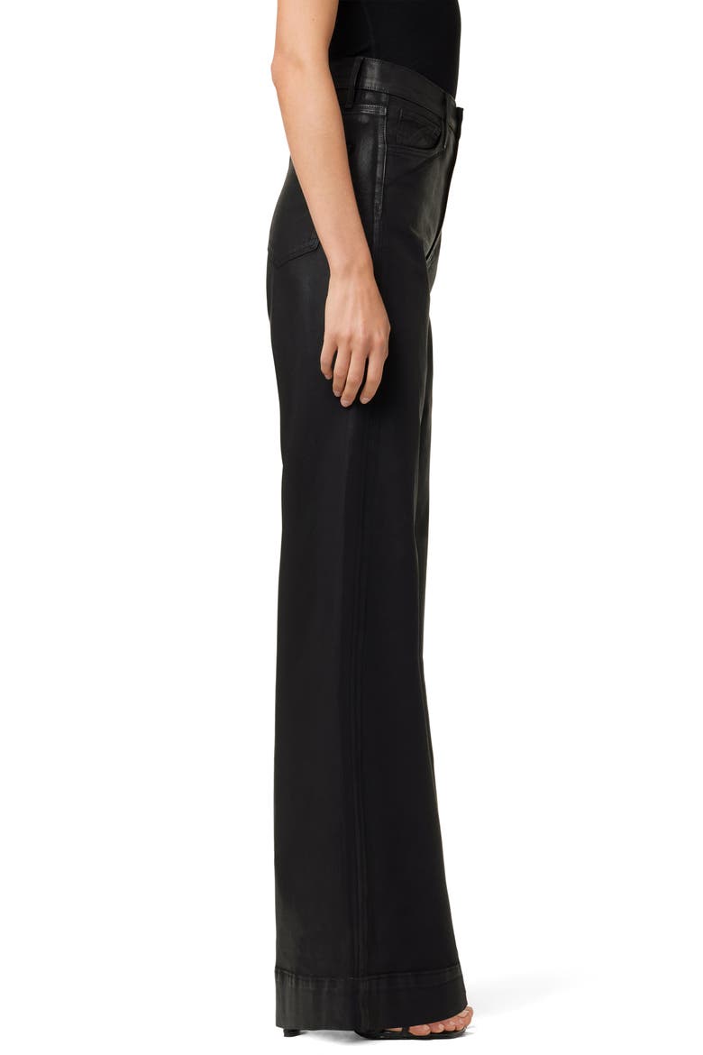 The Mia Coated High Waist Wide Leg Jeans, Alternate, color, BLACK
