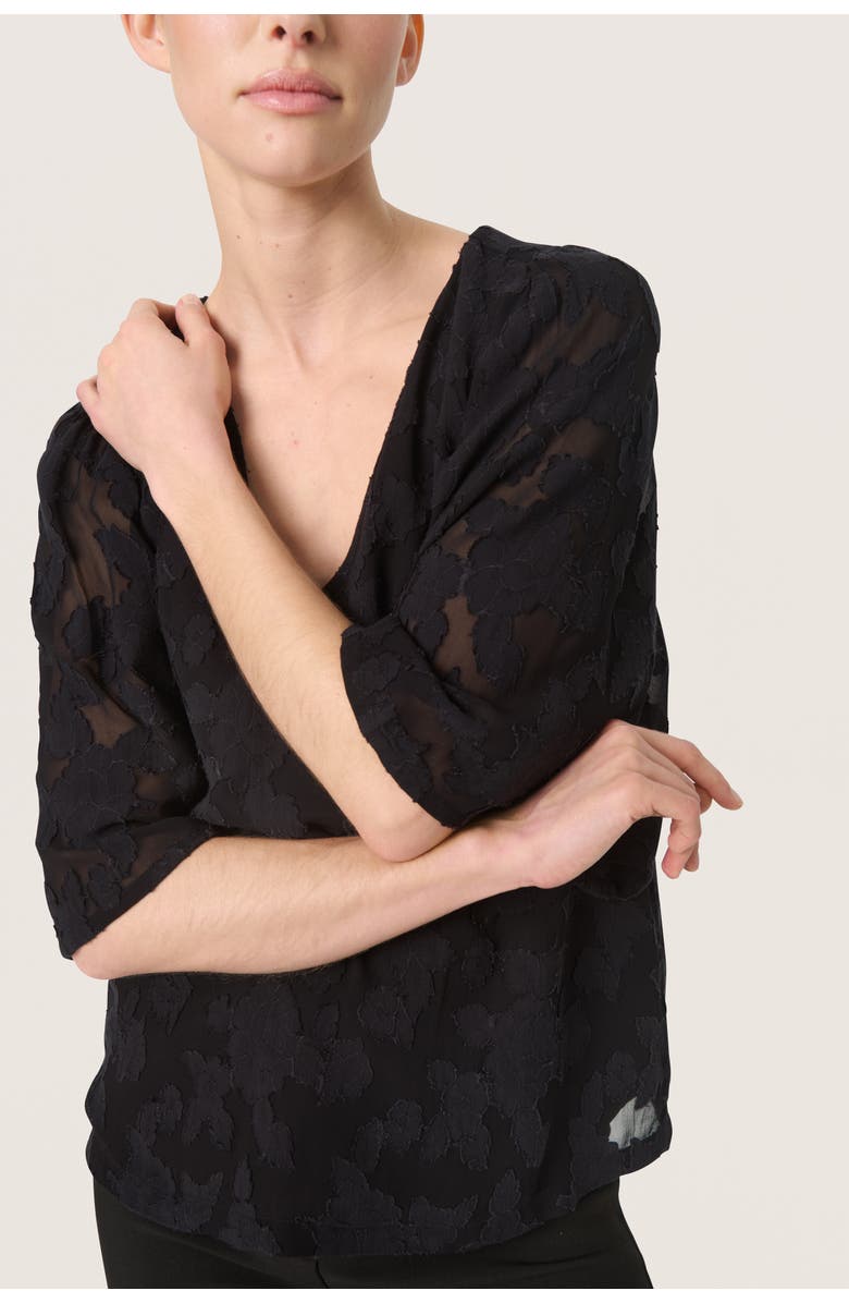 Soaked in Luxury SLFelisia V-neck Half Sleeve Blouse, Alternate, color, Black